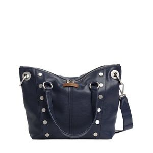 Hammitt Daniel Medium Tote, Indigo Navy and Brushed Silver Hardware